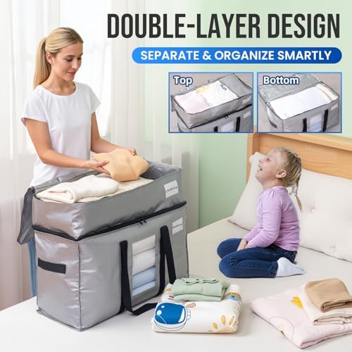 TAILI 2 Tier Moving Bags,2 Pack Silver Storage Bags with Visible Window - Image 3