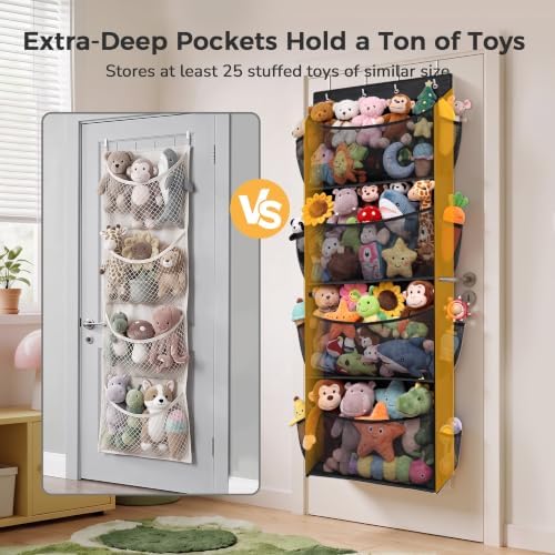 Over Door Stuffed Animal Storage Organizer Large Plush Toy Holder with Mesh Window Black - Image 3