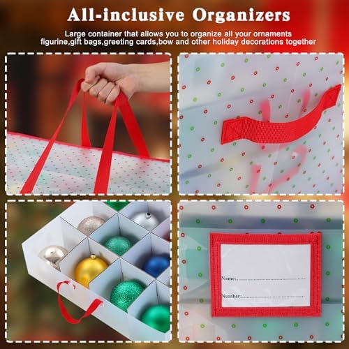 Portable Waterproof Christmas Decoration Ball Storage Box - Stores 128 Ornaments, 3-inch Balls, 8 Independent Layered Trays, Foldable for Easy Access - Image 3