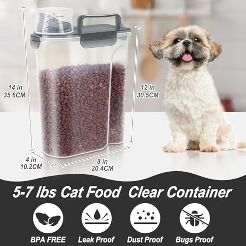 LEAWALK 5-7Lbs Airtight Dog Cat Pet Food Storage Container-Clear Black - Image 4