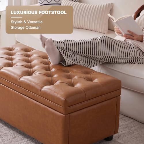 Mangodan 43 Inch Storage Ottoman, Tufted Ottoman with Storage - Image 5