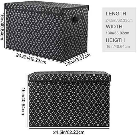Toy Chest Box Storage Bins for Boys Girls, Kids Large Collapsible Sturdy Container Organizer with Fabric Flip-Top Lid & Handles for Clothes, Blanket, Nursery, Playroom, Bedroom 24.5x13x16 (Black) - Image 5
