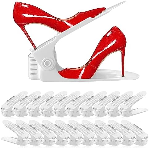 NVGSN Shoe Slots Organizer 20Pack,Shoe Stacker,Cloest Space Saver 50%,White by NVGSN