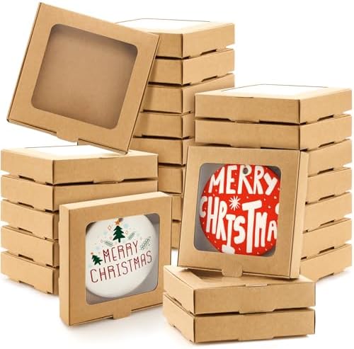 Dunzoom 25 Pcs Christmas Sublimation Blanks Ornament Gift Box, Kraft Paper by Dunzoom