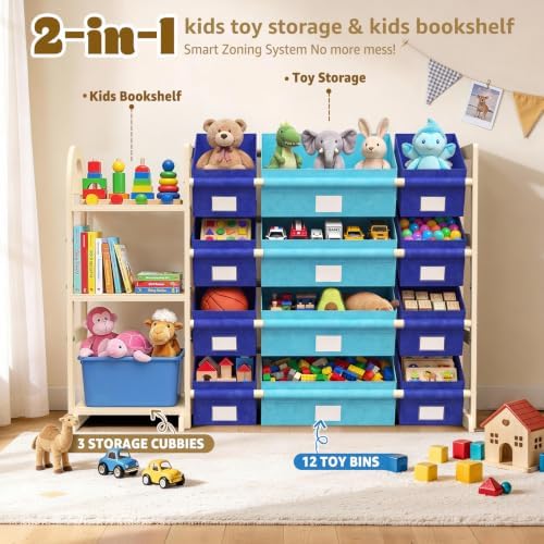 Blue Storage Bin with Label Holder for Room, 11.5 x 8.1 x 6 Inches - Image 2