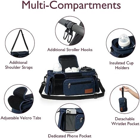 Momcozy Universal Stroller Organizer with Insulated Cup Holder - Image 2