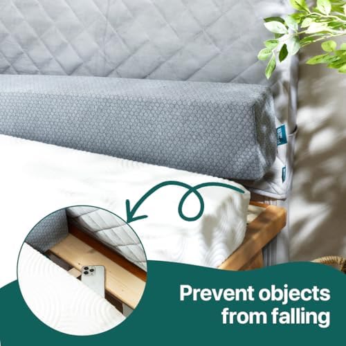 Bed Gap Filler for Headboard & Wall, Mattress Extender Pillow with Removable Cover & Memory Foam, Fills Gaps Between Mattress and Headboard, Stops Items Falling (Light Gray, King Size) - Image 2