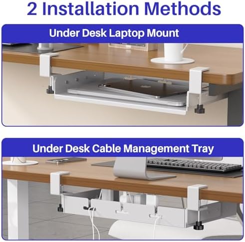 BYMECOST No Drill Under Desk Laptop Mount, Metal Under Desk Storage Shelf - Image 6