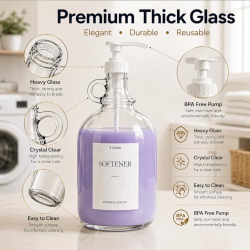 3 PCS 64 Oz Glass Liquid Laundry Detergent Dispensers with Pumps - Image 4