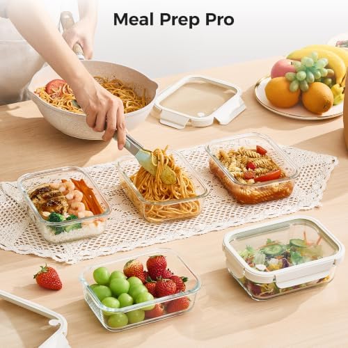 Vtopmart 5 Pack Glass Food Storage Containers with Glass Lids & Air Vent - Image 3