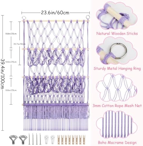 3 Tier Stuffed Animal Storage Net, 24x39 Inch Large Stuffy Storage,Purple - Image 2