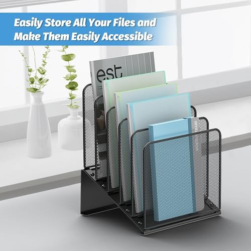 2 Pack Inclined 5-Section Desk File Organizer, Vertical File Folder Holder File Sorter Desktop Organization for Office Classroom - Image 6