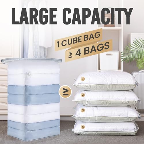 TAILI 8 Pack Vacuum Storage Bags, Jumbo Cube (31x40x15 Inch), Clear - Image 3