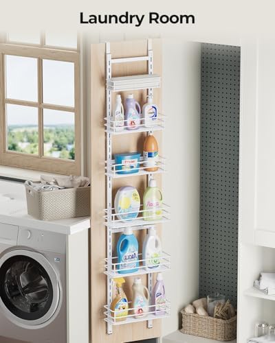 6-Tier Narrow Pantry Door Organizer,Over the Door Pantry Organizer,White - Image 7
