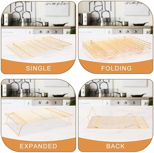 Briout Cooling Rack for Cooking Baking 3 Tiers, 16" x 10" Wire Rack, Gold - Image 4