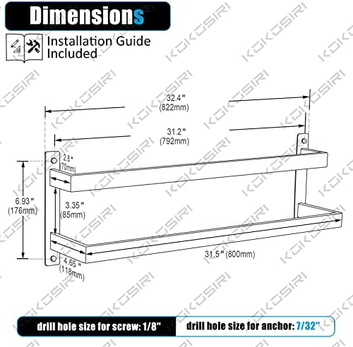 KOKOSIRI Towel Bars Bath Towel Holders 32 Inches Chrome Bathroom 2-Tiers Ladder Towel Rails Wall Mounted Towels Shelves Rack Polished Stainless Steel, B5008CH-L32 - Image 2