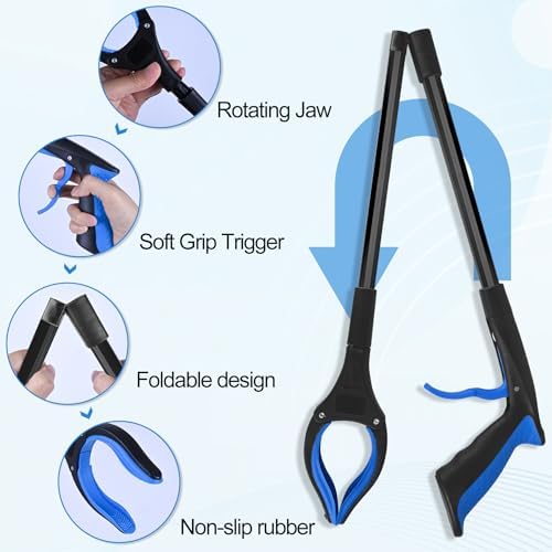 6 Pack 32 Inch Commercial Trash Grabber for Elderly Assist, Heavy Duty Lightweight Reacher with Ergonomic Handle & Non-Slip Grip, Multi-Use Outdoor Home Garden Cleanup Mobility Aid Tool - Image 3