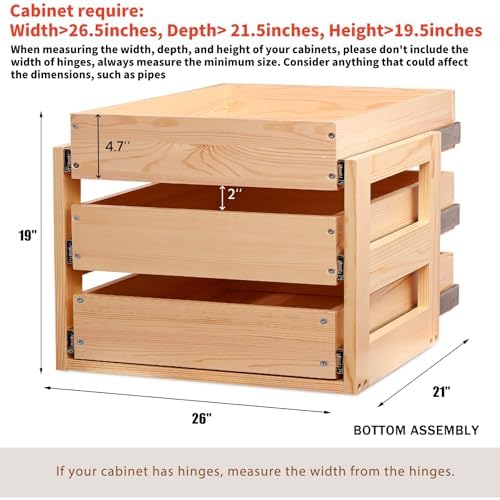 Mulush Pull Out Cabinet Organizer 26''W×21''D×19''H Slide Out Drawer - Image 3