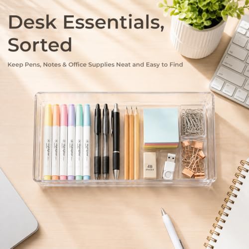 LotFancy 3 Pack Stackable Clear Plastic Drawer Organizer, Cosmetic, 12x6x2 - Image 4