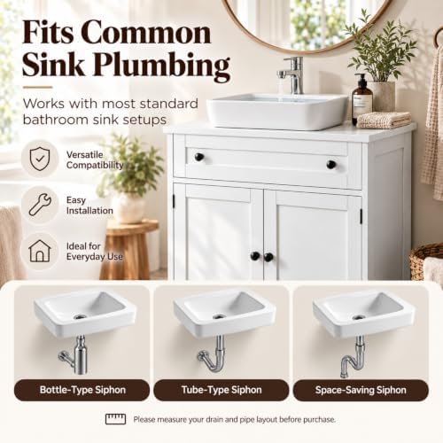 Bonnlo 24 Inch Bathroom Vanity Cabinet Without Sink, White, 2 Doors - Image 6