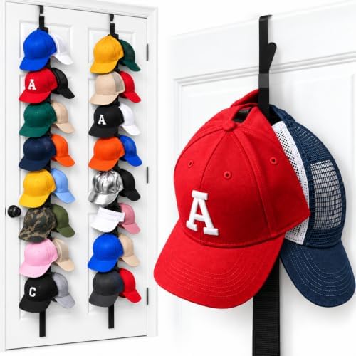 Jokari Over the Door Cap Rack Organizer 2 Pack Holds Up to 32 Baseball Hats by Jokari