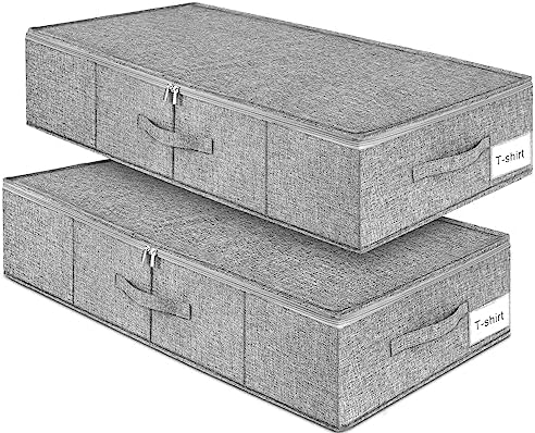 punemi 6.7 in Tall Sturdy Under Bed Storage Containers with Lid, 2Pack,Gray by Punemi