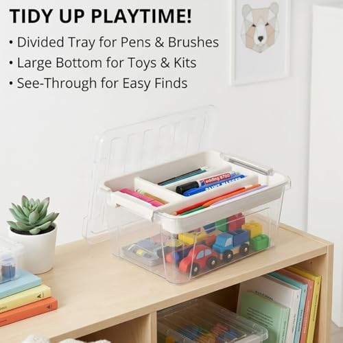 8-Quart Clear Plastic Storage Box with Removable Tray 2-Pack Craft Bins Organizers Containers - Image 7