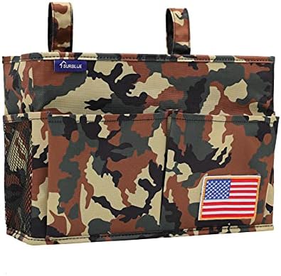 Surblue Bedside Caddy Hanging Organizer Storage Bag Pocket for Bunk, Hospital Beds, College Dorm Rooms, Baby Bed Rails, Wheelchair Side Bag, Camp Chairs, 4 Pockets and 2 Hooks (Small Jungle) by SURBLUE