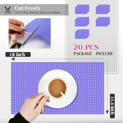 Daixer 20Pcs Refrigerator Liners, Washable Fridge Liner Shelf Mats Refrigerator Pads for Cupboard Cabinet Drawer Home Kitchen Accessories Organization (Purple) - Image 2