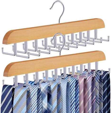 Tie Rack Hanger for Closet,2 Blet Organizer for Men with 20 Foldable Hooks by Liangmall