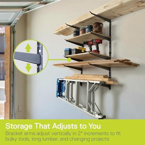 Delta Heavy Duty Lumber Storage Rack Cycle, Holds Up to 800 lbs - Easy to Install Wood Storage Rack with Fully Adjustable Arms - Steel Construction Storage Solution for Garage, Basement & Pantry - Image 5