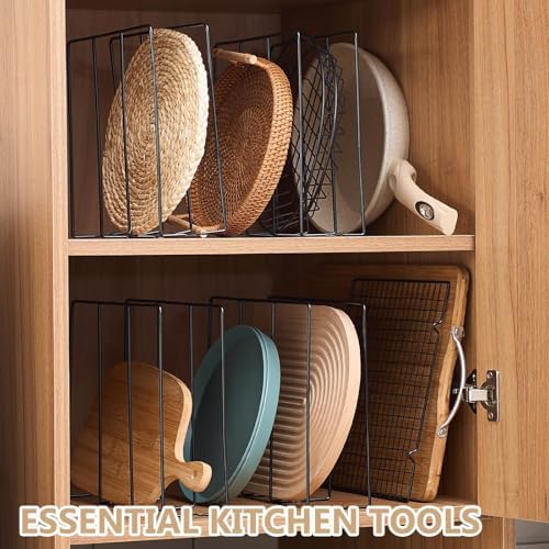 Blulu U Shaped Cookie Sheet Organizer for Cabinet Baking Sheet Organizer Kitchen Cabinet Dividers Vertical Chrome Pan Rack Storage Wires Tray Dividers Face Opening of 3.5"(Black,4 Pcs) - Image 6