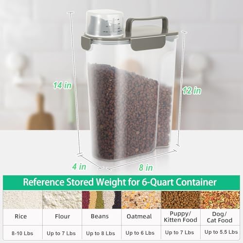 TBMax Airtight Rice Container 10 Lbs, Cereal Dispenser, Pet Cat Dog Food Storage Container, Plastic Kitchen Pantry Food Storage Holder with Cup -Dark Grey - Image 2