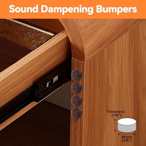 Felt Cabinet Door Bumpers - Small Felt Pads for Cabinet Doors, 3/8" Diameter 200PCS, 3mm Thick Self Adhesive Brown - Image 2