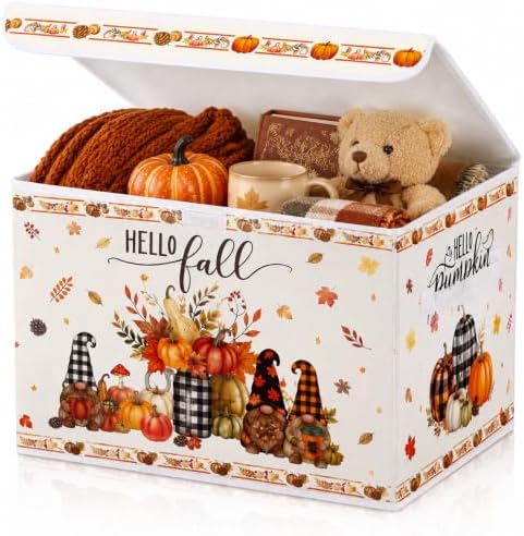 Briwooody Fall Storage Bin with Lid and Carrying Handle Gnome Storage Box by Briwooody