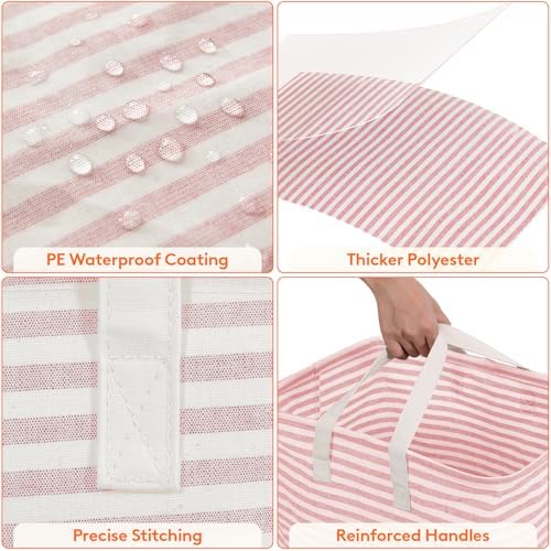 Lifewit 80L Large Laundry Baskets, Laundry Hampers Bags, 2 Pack, Grey&Pink - Image 6
