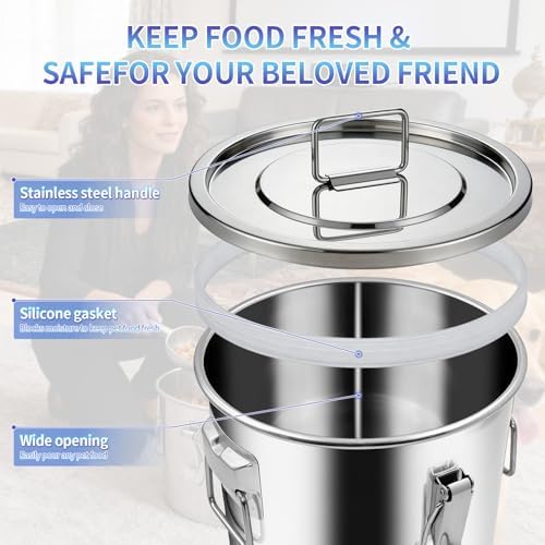 10 lb Stainless Steel Dog Food Storage Container, Airtight Metal Pet Food Storage Bin with Lid and Scoop, Large Dog Food Container for Dry Food, Keep Fresh, Easy to Clean - Image 5