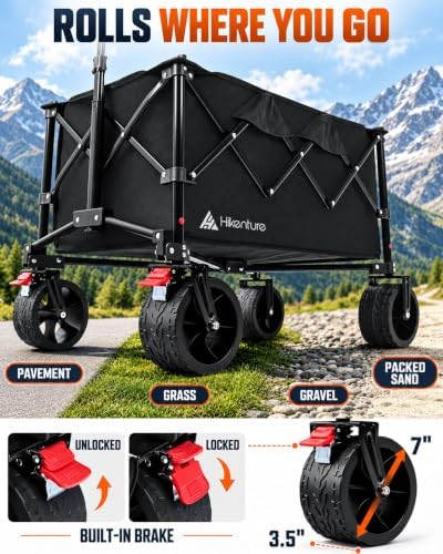 Hikenture Wagons Carts Foldable, 450 LBS Capacity Collapsible Beach Wagon - Image 5