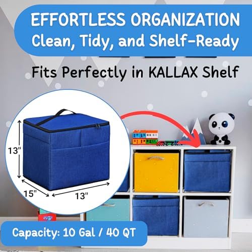 XL Toy Storage Organizer with Play Mat - Storage Bag/Box for Kids, Boys, Girls, Nursery, Playroom - Basket for Building Bricks/Blocks - Collapsible Fabric Cube Bin, 13"x13"x15" - Image 4