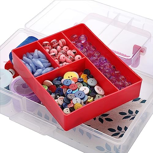 JUXYES Clear Art Craft Supply Storage Bin Sewing Box With Handle Lid - Image 4