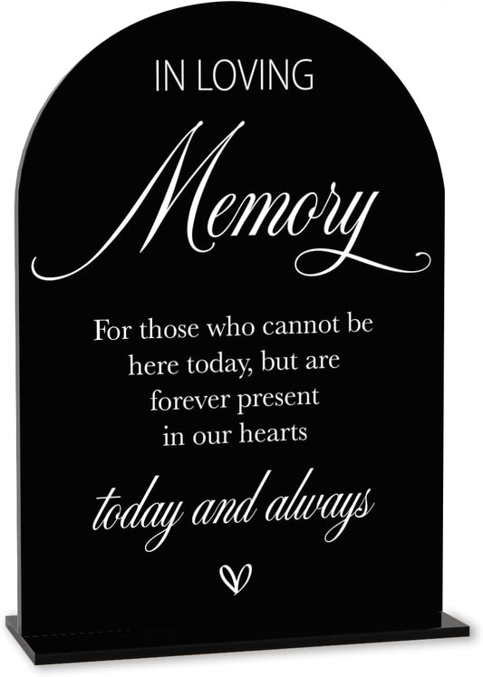 Black In Loving Memory Wedding Sign, In Memory Wedding Sign for Engagement Bridal Shower Decor fo Ceremony Reception, Weddings Acrylic Sign