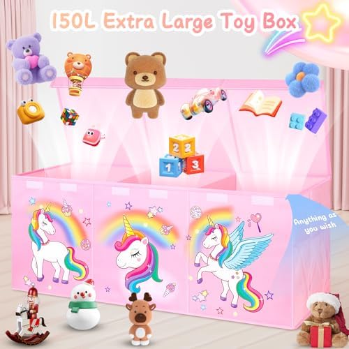 Extra Large Toy Box with Lids, Collapsible Storage Chest, 40"x16"x16" Pink - Image 2