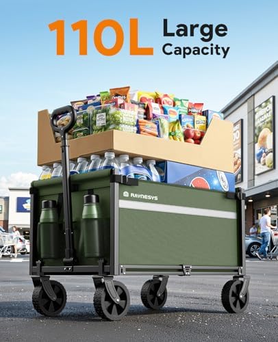 Collapsible Wagon Cart with Wheels, 330LBS for Grocery Shopping Camping - Image 3