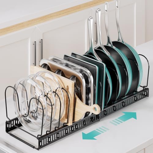 ORDORA Expandable Pots and Pans Organizer under Cabinet with 14 Dividers - Image 2