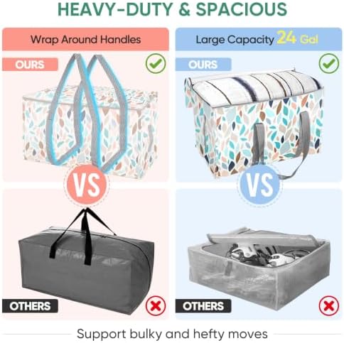 BALEINE 8-Pack Oversized Moving Bags with Reinforced Handles, Heavy-Duty Storage Tote for Clothes, Moving Supplies (Mosaic, 8-Pack) - Image 4