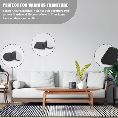 Yelanon Felt Furniture Pads for Hardwood Floors -261 Pcs Premium Floor Protectors for Furniture, Felt Pads for Chair Legs, Black - Image 6