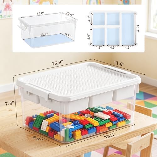 Citylife 17 QT Plastic Storage Box Building Baseplate Lid Removable Tray - Image 3