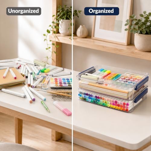 CATOOMUU 8-Pack 9x13 Clear Plastic Project Case, Stackable Storage Box - Image 4