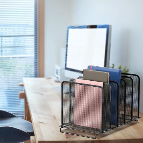 Simple Houseware Expandable 5 Section Upright File Sorter Organizer, Black - Image 4