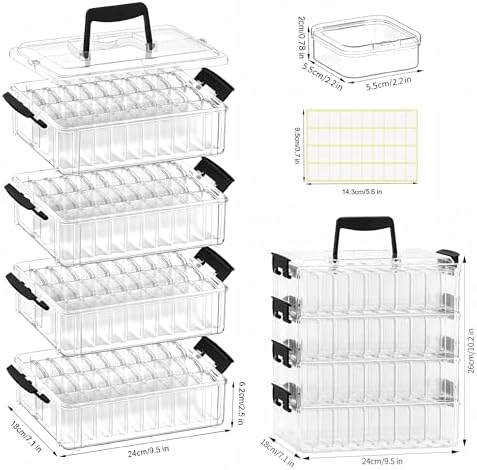 Bead Organizer Box 120 Pcs, 4-Tier Large Capacity Stackable Bead Storage Containers, Portable Plastic Craft Organizers for Jewelry Making, Bracelets, DIY, Nail Art Charms - Image 2